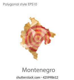 Montenegro map in geometric polygonal style.Abstract gems triangle,modern design background.