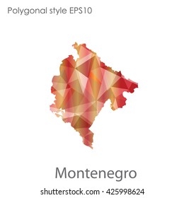 Montenegro map in geometric polygonal style.Abstract gems triangle,modern design background.