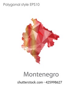 Montenegro map in geometric polygonal style.Abstract gems triangle,modern design background.