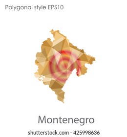 Montenegro map in geometric polygonal style.Abstract gems triangle,modern design background.