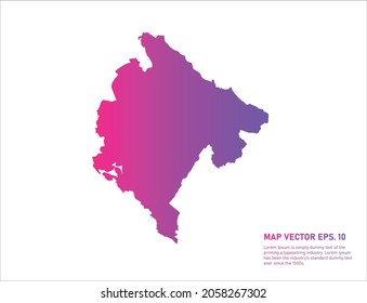 Montenegro map gradient color . on white background. 