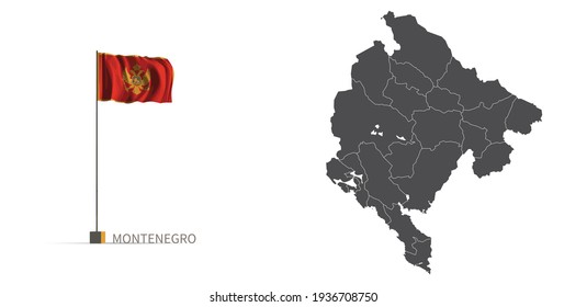 Mapa de Montenegro. mapa vectorial de país gris e ilustración 3d del indicador.