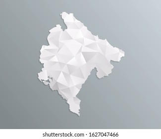 Montenegro map gray in polygonal style on dark background. isolated vector illustration eps 10.