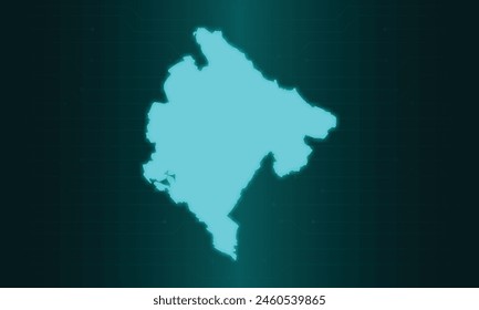 Montenegro Map with Green Circuit Technology Style.