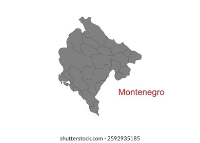 Montenegro map. Map of Montenegro in grey color