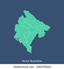 Montenegro map - High detailed color map of Montenegro. flat design style, clean and modern.Vector illustration eps 10