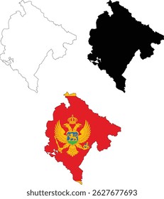 Montenegro Map icon. Montenegro Map Clipart. Montenegro Flag Map sign. Montenegro Outline. flat style.