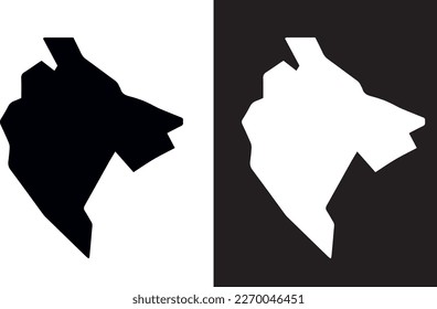 Diseño de vectores de iconos de mapa de Montenegro en blanco y negro