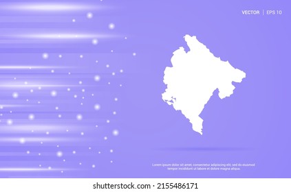 Mapa de Montenegro aislado en el fondo morado. Ilustración vectorial.