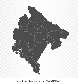 montenegro map isolated on transparent background