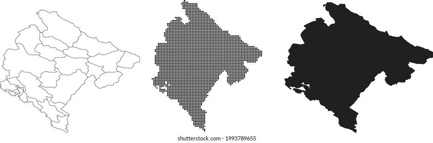 Mapa de Montenegro aislado en un fondo blanco.