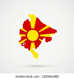 Montenegro map in Macedonia flag colors, editable vector.