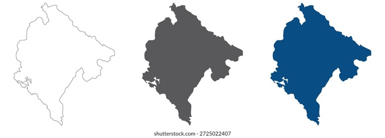 Conjunto de mapas de Montenegro. Mapa de Montenegro en blanco. 