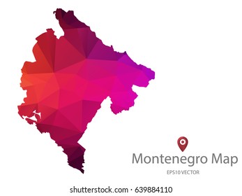 montenegro map polygon colorful vector illustrator eps10