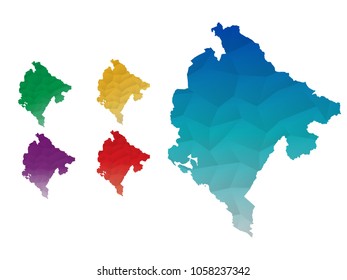 Montenegro Map - Set of geometric rumpled triangular low poly style gradient graphic background , Map world polygonal design for your . Vector illustration eps 10.