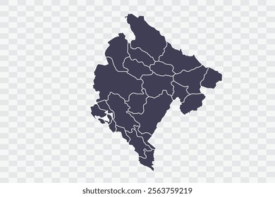 Montenegro Map Slate Color on White Background quality files Png