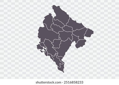 Montenegro Map Smoke Color on White Background quality files Png