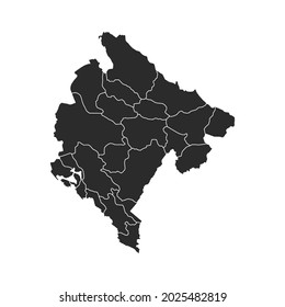 Mapa de Montenegro vector, color oscuro.aislado en fondo transparente. 