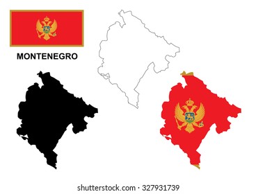 Montenegro map vector, Montenegro flag vector, isolated Montenegro