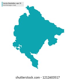 montenegro map vector flat illustration on white background