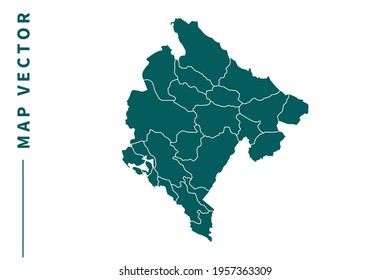Montenegro map vector. green color on white background.