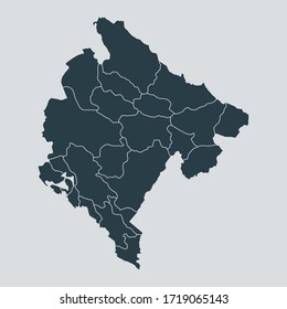 montenegro map vector, isolated on gray background