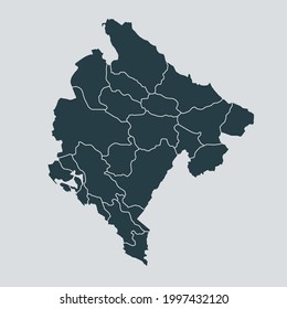 Montenegro map vector, isolated on gray background