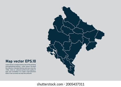 Montenegro map vector. isolated on light gray background