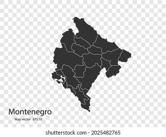 Montenegro map vector, isolated on transparent background