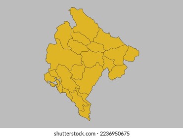Mapa vectorial de Montenegro, aislado en fondo gris