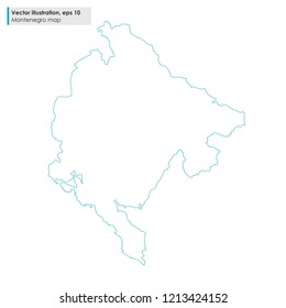 montenegro map vector line illustration on white background