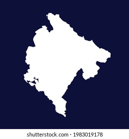 Montenegro map vector. white color on blue background.
