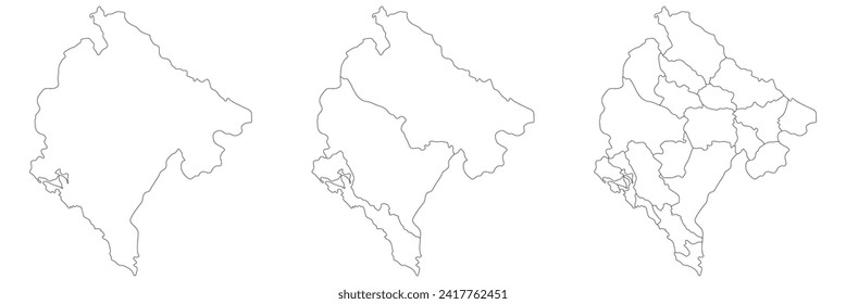 Montenegro map. Map of Montenegro in white set
