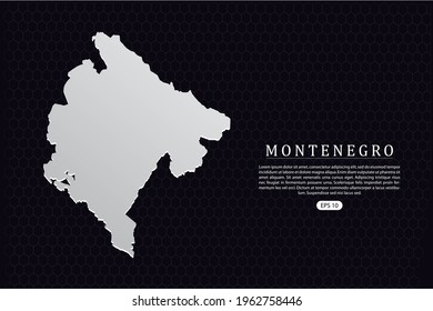 Montenegro Map - World Map International vector template with White Color isolated on hexagon background - Vector illustration eps 10