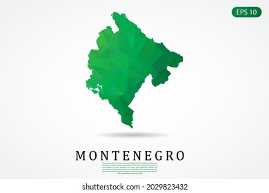 Montenegro Map - World Map International vector template, low polygon style with green color isolated on white background - Vector illustration eps 10