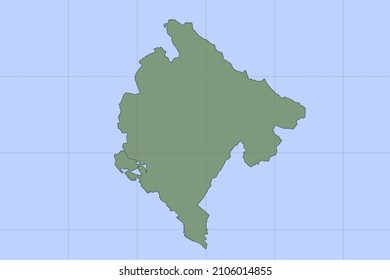 Montenegro Map - World map International vector template with green color on blue background and grid design for design, education, website, infographic, banner - Vector illustration eps 10