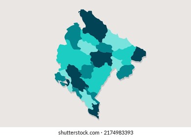 Montenegro Map - World Map International vector template with High detailed including blue and green outline color isolated on white background - Vector illustration eps 10
