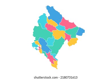 Montenegro Map - World Map International vector template with High detailed including blue, green, pink, and yellow outline color isolated on white background - Vector illustration eps 10