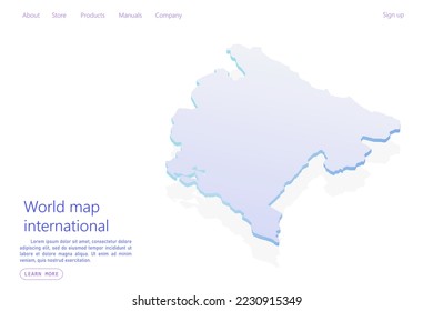 Montenegro Map - World map International vector template with isometric style including shadow, purple and blue color isolated on white background for design, website - Vector illustration eps 10