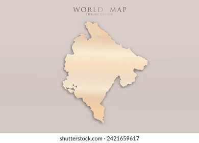 Montenegro Map - World map International vector template with 3D, gold luxury design including shadow on bright background for design, education, website, infographic - Vector illustration eps 10