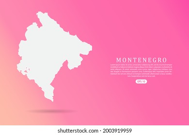 Montenegro Karte - Weltkarte, Vektorvorlage mit 3D-weißer Farbe auf rosafarbenem Farbverlauf-Hintergrund für Infografiken - Vektorgrafik eps10