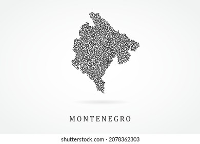 Mapa de Montenegro - Planilla del vector del mapa mundial con cuadrícula negra sobre fondo blanco para educación, infografía, diseño, sitio web, banner - Ilustración vectorial eps 10