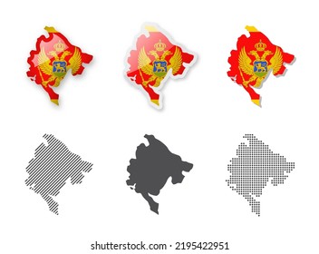 Montenegro - Maps Collection. Six maps of different designs. Set of vector illustrations
