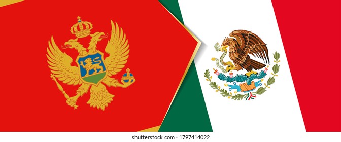 Montenegro und Mexiko Flaggen, zwei Vektorflaggen Symbol für Beziehung oder Konfrontation.
