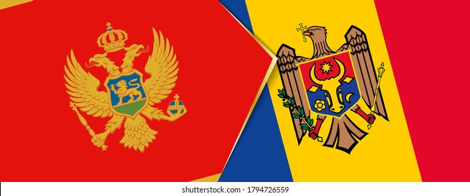 Montenegro and Moldova flags, two vector flags symbol of relationship or confrontation.