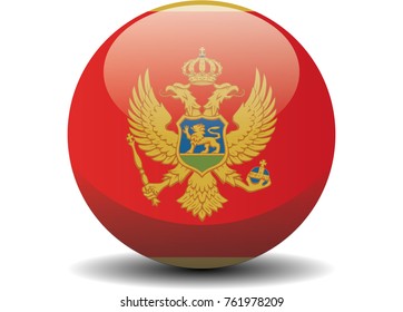 Montenegro national circle button flag background texture. Vector illustration.