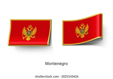 The Montenegro National Flag Clothing Label Tag. Illustration Flag of Montenegro Country in Europe. Fabric Label Tag Concept Vector.