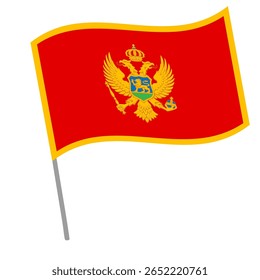 Bandeira nacional do Montenegro flutters com mastro