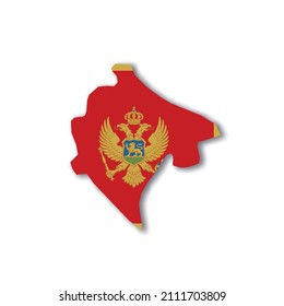 Montenegro national flag in a shape of country map