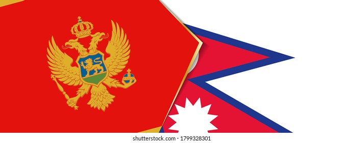 Banderas de Montenegro y Nepal, dos banderas vectoriales símbolo de relación o enfrentamiento.